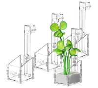 Mobestech 4 pièces Support de Plante Aquatique Transparent Acrylique Coupes Jardinières Suspendues pour Aquarium Réutilisables et Faciles à Installer pour Plantes Naturelles