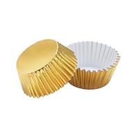 Mobestech 400 pièces Caissettes Pâtisserie Aluminium Épaisses Moules Cupcake Muffin Jetables Papier Antiadhésif Alimentaire pour Petits Gâteaux et Anniversaires Couleur Or