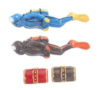 Mobestech 4pièces Décoration De Maison De Poisson avec Boîte à Trésors pour Ornement Aquarium Artisanat Aménagement Paysager Résine Jouet