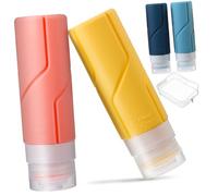 Mobestech 4pièces Lot de Flacons de Voyage pour Produits de Toilette Rechargeables Contenant Shampoing et Lotion avec Pochette de Rangement Couleur Aléatoire Style Aléatoire