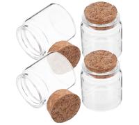 Mobestech 4pièces Petits Bocaux Verre avec Bouchon Liège Mini-Bouteilles Verre de Récipients Transparents pour Messages et Cadeaux