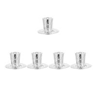 Mobestech 5 Ensembles Tasse Alliage de Zinc avec Plateau Tasse Sainte pour Célébrations Judaïques Élégant pour Shabbos et Pâque