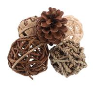 Mobestech 5 pièces Boules à Mâcher pour Petits Animaux Jouets de Dentition Naturels pour Lapins Cochons Hamsters Jouets Éducatifs Cage Petits Rongeurs