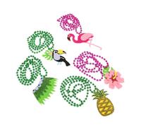 Mobestech 5 Pièces Collier de fête à la plage collier de perles tropicales chaîne de cou de perles hawaïennes collier pendentif sur le thème hawaïen Plastique