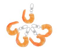 Mobestech 5 Pièces Porte-clés Crevettes Faire La Fête Pendentif Alimentaire De Simulation Petite Amie Simuler Pendentif Clé Fausse Crevette Pendentif Charmes Pendentif En Anneau Orange Pvc