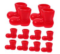 Mobestech 6 Paires Ornement de Botte Maison Tout Petit Accessoire décorations scène Enfants décoration de Noël Botte de Père Noël Ornements de démarrage Plastique Rouge