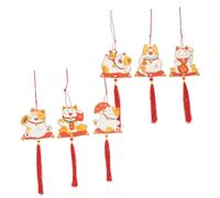 Mobestech 6 Pièces Décoration Suspendue Chat Chance avec Breloques pour Nouvel an Chinois Ornement Mural Festif pour Fête du Printemps