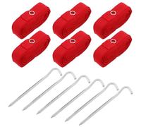 Mobestech 6 Pièces Kit de Lignes de Terrain de Beach-Volley Rouge en Nylon Alliage D'aluminium, Haute Visibilité et Résistance aux Intempéries, Accessoires Piquets pour Entraînement