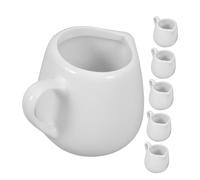 Mobestech 6 Pièces Mini Pichet Céramique avec Poignée Lot de Crémier Mini Porcelaine Blanc pour Café Lait Sauce et Gravies Jolis Pots à Lait Compacts pour Cuisine Petit-déjeuner et Bar