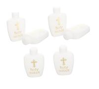 Mobestech 6pièces Lot de Bouteilles Eau Bénite Blanches avec Motif Religieux Doré pour Pâques Et Lavable Et Réutilisable