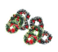 Mobestech 8 Pièces Miniature Door Wreaths Set Artificial Xmas Tree Wreaths for Dollhouse Decoration Compact Mini Garland Ornaments for Holiday DIY and Festive Scenes