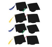 Mobestech 8pièces Chapeau De De Diplôme Bouchon De Bouteille Mini avec Pompon pour Décorer Poupée Bouquet Stylo Bouteille De Boisson