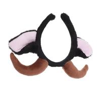 Mobestech Bandeau Cornes de Chèvre Peluche avec Oreilles Mouton Serre-tête Élastique Léger et Confortable Accessoire Costume Cosplay Fête Halloween Noël