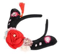 Mobestech Bandeau Perruque Style Chinois pour Cosplay Femmes et Filles Serre-tête Décoratif avec Pompons et Franges Accessoire Traditionnel pour Costume Oriental