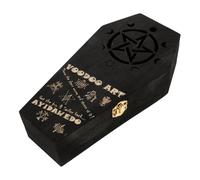 Mobestech Boîte à Bagues en Bois Foncé avec Couvercle à Verrou Coffret à Bijoux d'Halloween Multifonction Boîte Porte-Bagues Originale pour Décoration et Rangement Festif