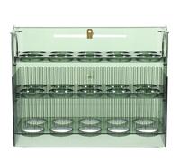 Mobestech Boîte à Œufs pour Réfrigérateur, Porte-œufs Ménager en Pet Transparent Vert, Rangement Vertical Multi-grilles, Bac Profond 12 Œufs, Conservation Fraîcheur, Compartiment Latéral