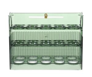 Mobestech Boîte à Œufs pour Réfrigérateur, Porte-œufs Ménager en Pet Transparent Vert, Rangement Vertical Multi-grilles, Bac Profond 12 Œufs, Conservation Fraîcheur, Compartiment Latéral