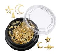 Mobestech Boîte Charms Or Manucure DIY Décoration de Rangement en Accessoires de Autocollants Alliage Zinc 3d Étoiles et Lunes pour Ongles pour Nail Art