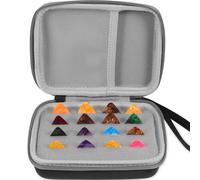 Mobestech Boîte de Rangement pour Médiators de Guitare avec 15 Médiators Assortis Support de Rangement Portable Noir et Gris Accessoires pour Guitare Folk et Électrique Couleur