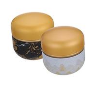 Mobestech Boîtes à Thé Japonaises Rondes En Fer Doré 2 Pièces Motifs Décoratifs Design Artistique Multifonction Pour Maison Et Rangement Aliments Secs