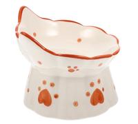Mobestech Bol Surélevé Céramique pour Chat et Chien Récipient Anti-Renversement avec Protection du Cou Assiette Inclinée et Stable pour Alimentation Confortable des Animaux de Compagnie
