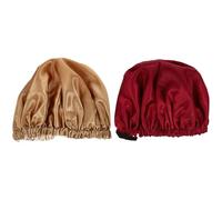Mobestech Bonnet De Nuit En Satin 2 Pièces Taille Unique Élastique Pour Femmes Cheveux Longs Protection Sommeil Maquillage Rouge Profond Et Kaki