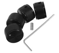 Mobestech Boutons Potentiomètres en Métal Noir 6 Mm pour Guitare et Basse, Lot de 4 Set de Pièces, Texture Moletée Antidérapante, Réglage Précis du Volume pour Amplificateur et Équipement