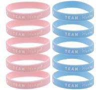 Mobestech Bracelets en Silicone pour Révélation du Genre 10 Pièces, Bracelets D’équipe Garçon et Fille, Taille Ajustable, Couleurs Rose et Bleu, Accessoires Légers pour Fêtes Prénatales