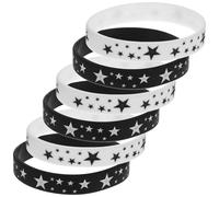 Mobestech Bracelets étoile en silicone 6Pcs pour concert et festivals de musique, élastiques, lot de poignet confortable pour événements et laissez-passer d'entrée