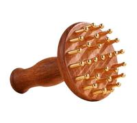 Mobestech Brosse de Massage Méridien Bois de Santal et Laiton Outil Ergonomique pour Stimulation des Points de Pression Détente Musculaire Corps Chevelu et Visage Portable et Facile à