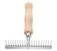 Mobestech Brosse de Toilettage pour Chevaux et Chiens, Râteau à Démêler en Acier Inoxydable avec Manche en Bois Ergonomique, Peigne Détachable pour Éliminer Nœuds et Poils Morts, Outil