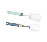 Mobestech Brosse Éponge Longue Poignée 2 Pcs Vert et Bleu Nettoyeur Bouteille Verre Biberon Outil de Nettoyage Maison la Cuisine