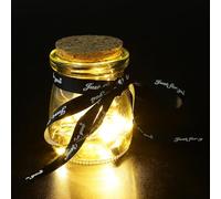 Mobestech Capsules à Messages Créatifs en Papier 52 Mini-Pilules Noires Bouteille en Verre Décorative Lumière LED Intégrée pour Amour Vœux et Présents Romantiques Couleur Aléatoire