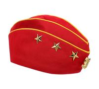Mobestech Chapeau de Capitaine Russe Bateau Rouge Bordure Jaune et Motif Épis, Accessoire de Costume de Scène pour Spectacles de Danse, Fêtes à Thème et Cosplay Marin, Couvre-chef