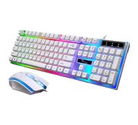 Mobestech Clavier de Jeu Mécanique USB Filaire Rétroéclairé LED Souris 104 Anti-Conflit Clavier Ergonomique pour Jeux Vidéo Ordinateur Portable Pc Sensation de Jeu Professionnelle