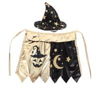 Mobestech Costume Chat Sorcier Noir Chapeau et Cape Ajustables pour Animaux Tenue Halloween Magique pour Cosplay Chiens et Chats