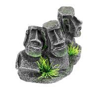 Mobestech Décoration Aquarium Moai Résine Ornement Vivier Poisson Résistant Décoloration Accessoire Bassin pour Aquarium Tortue Statue Île De Pâques