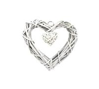 Mobestech Décoration Cœur Osier à Suspendre Ornement Forme de Cœur pour Mariage ou Maison Intérieure Beige