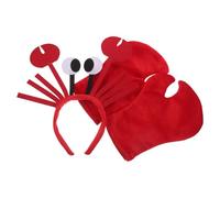 Mobestech Ensemble Amusant Serrage-tête et Moufles Crabe Rouge, Accessoires pour Cheveux à Motifs Pinces de Homard, Taille Unique, Doux et Confortables, pour Carnaval, Halloween