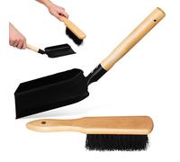 Mobestech Ensemble D’Outils de Cheminée 1 Petite Pelle et Brosse à Poils Doux Manche en Bois Kit de Nettoyage Compact et Léger pour Foyer Poêle et Jardinage Outil Pratique pour Entretien