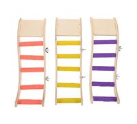 Mobestech Ensemble de 3 Échelles en Bois Colorées pour Perroquets et Perruches - Jouets D’Escalade Perchoirs Multifonctions - Accessoire pour Entretien des Griffes et Jeu en Cage
