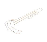 Mobestech Épingle à Cheveux à Double Chaîne Style Chinois en Alliage de Zinc Or Pompon, Classique, Résistante la Casse, Accessoire Chignon pour Femmes et Filles