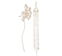 Mobestech Épingle à Cheveux Chinoise Vintage Dorée Baguette Fleur avec Pompon Accessoire Élégant pour Femme et Fille Style Ancien et Pratique pour Chignon