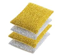 Mobestech Éponge à Vaisselle Pailletée 4 Pièces en Fil de Polyester, Nettoyage et Séchage Rapide, Légère et Compacte pour Usage Quotidien Cuisine