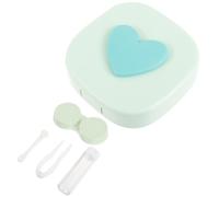 Mobestech Étui à Lentilles de Contact Boîte de Rangement Pratique Vert Portable en Plastique Prévention des Fuites Assurée Miroir pour Voyage et Activités en Plein Air
