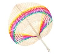 Mobestech Éventail Bambou Tissé Fait Main Éventail Coloré Arc--ciel Ventilateur Chinois Décoratif Léger et Portable pour Usage Intérieur et Extérieur