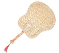 Mobestech Éventail Tissé la Main en Paille Naturelle, Grand Format 25x27 Cm, Couleur Beige, Ventilateur Portatif Rafraîchissant pour L’été, Mariage et Fêtes en Extérieur