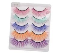 Mobestech Extensions De Faux Cils Naturels Longs 5 Ensembles Mix Coloré Volume Intense Femme Maquillage Fête Cosplay