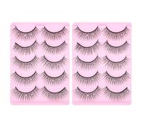 Mobestech Faux Cils Naturels 10 Paires avec Fibres Croisées Épaisses Bande Rigide Maquillage des Yeux pour Fêtes Extensions de Cils Réutilisables pour Femmes Look Nude Sophistiqué