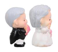 Mobestech Figurines de Couple de Mariés Personnes Âgées en Résine Décoration Gâteau Mariage 2 Pièces Modèles Artisanaux Stables pour Fête Bureau et Présent Romantique